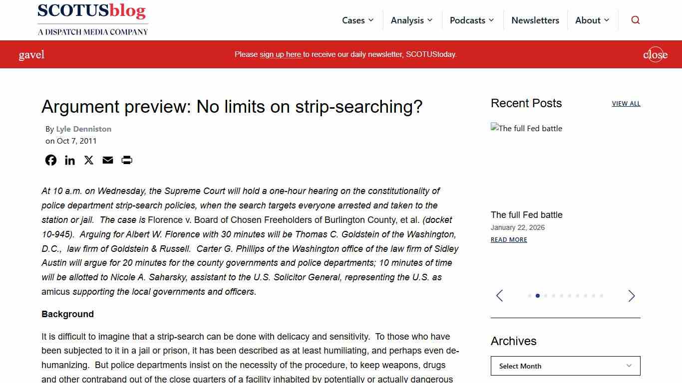 Argument preview: No limits on strip-searching? - SCOTUSblog