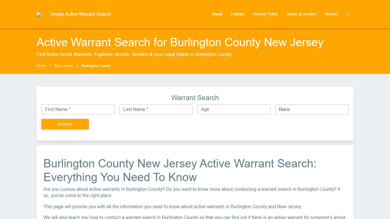 Active Warrant Search in Burlington County New Jersey - Outstanding Warrants